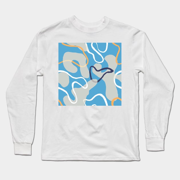 Retro Swirl Memphis Camouflage Style Design Long Sleeve T-Shirt by DankFutura